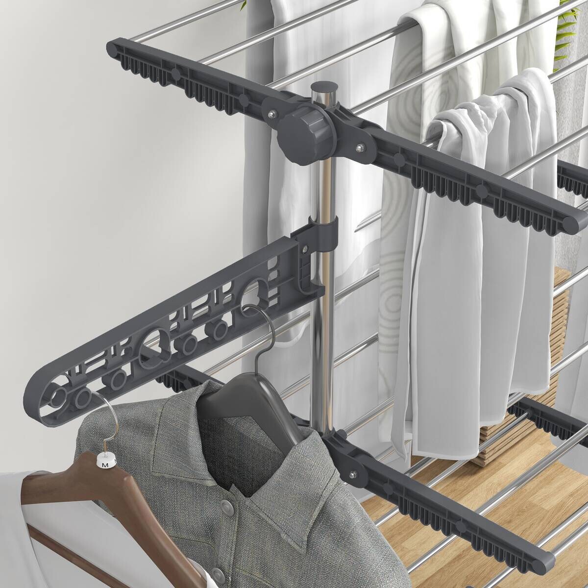 HOMCOM Wäscheständer grau Edelstahl B/H/L: ca. 55x142x172 cm