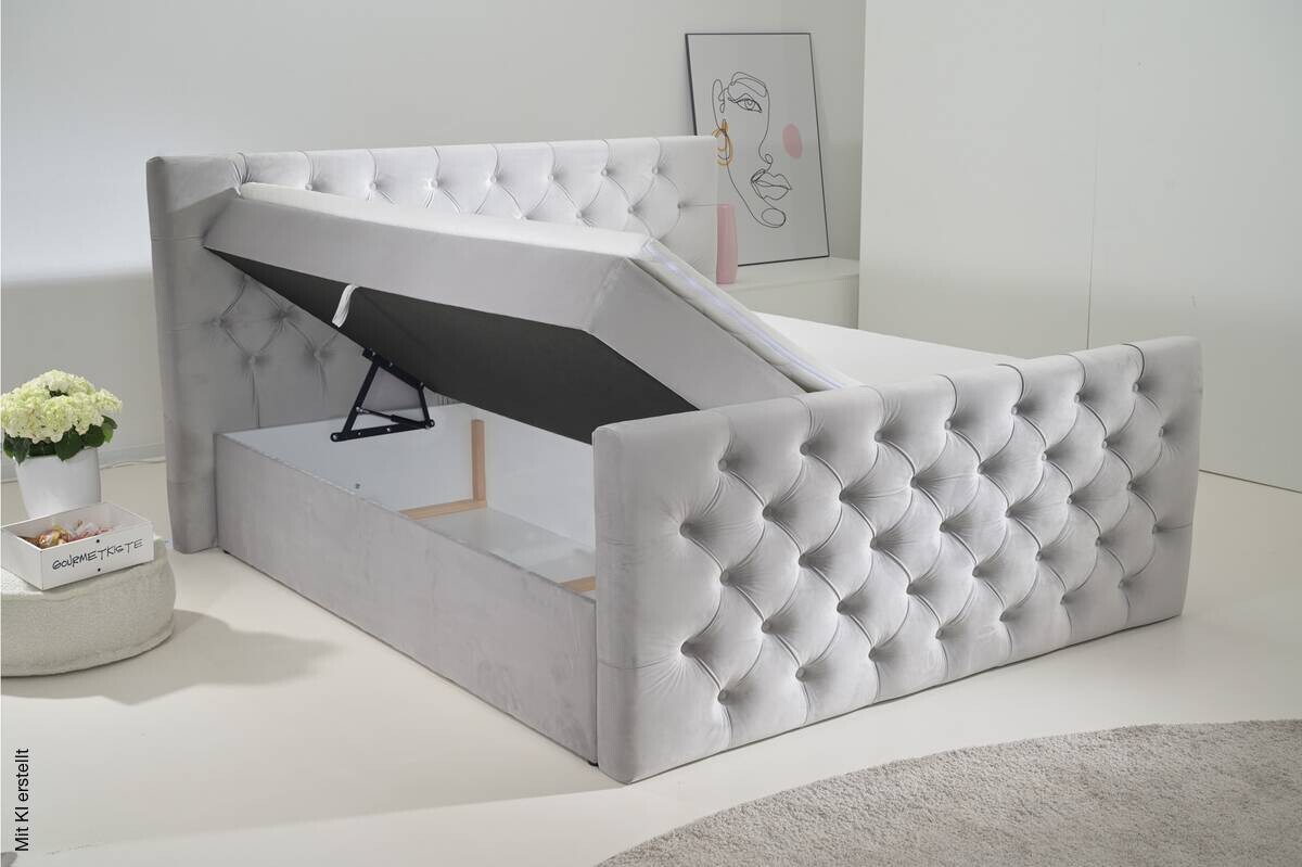Boxbett Glow Silbergrau Liegefläche B/L: ca. 180x200 cm