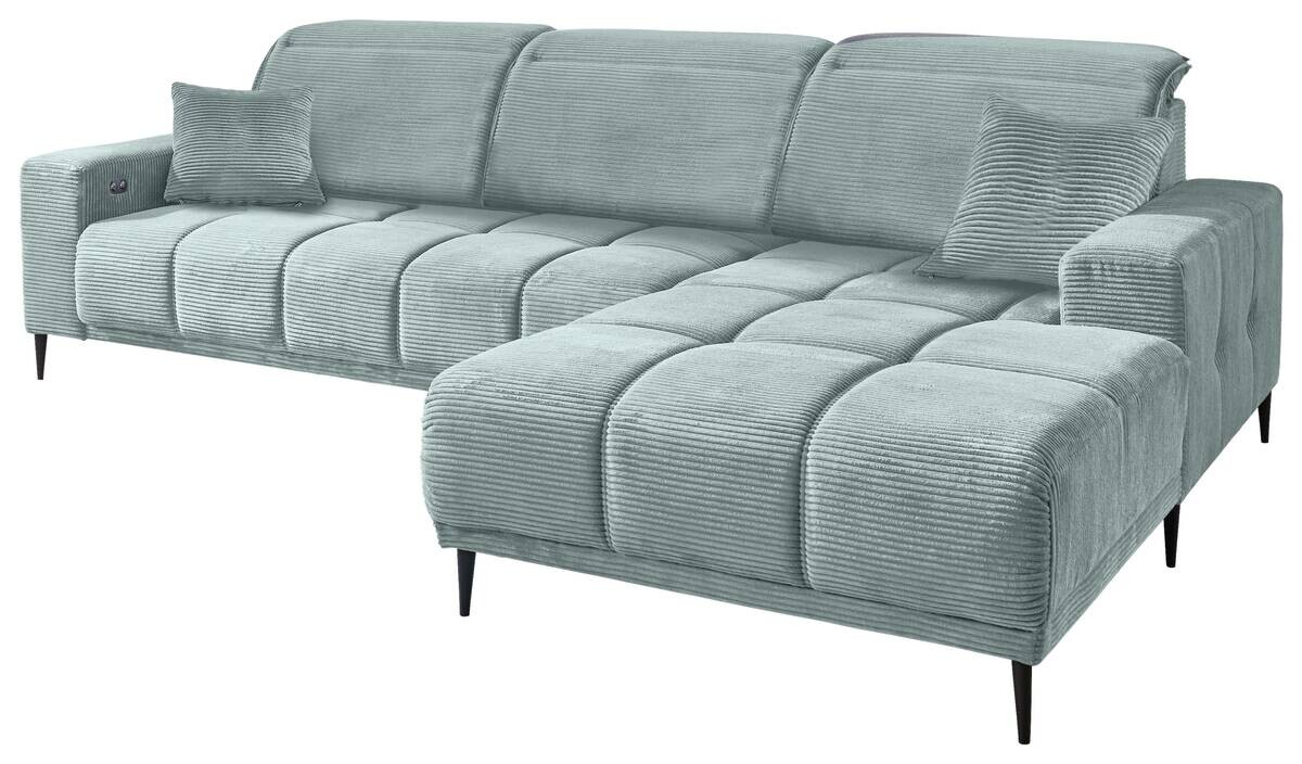 Ecksofa mit elektrischer Sitztiefenverstellung eisblau Polyester B/H/T: ca. 286x195x94 cm