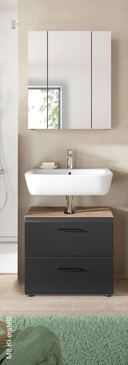 Badezimmer-Set Ice Nox Oak Nachbildung schwarz matt B/H/T: ca. 60x185x30 cm