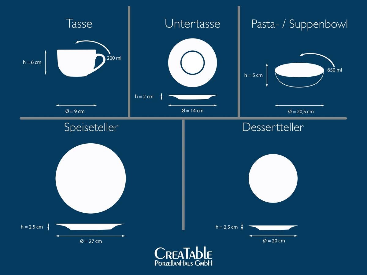 CreaTable Kombiservice Luna weiß Porzellan 30 tlg.