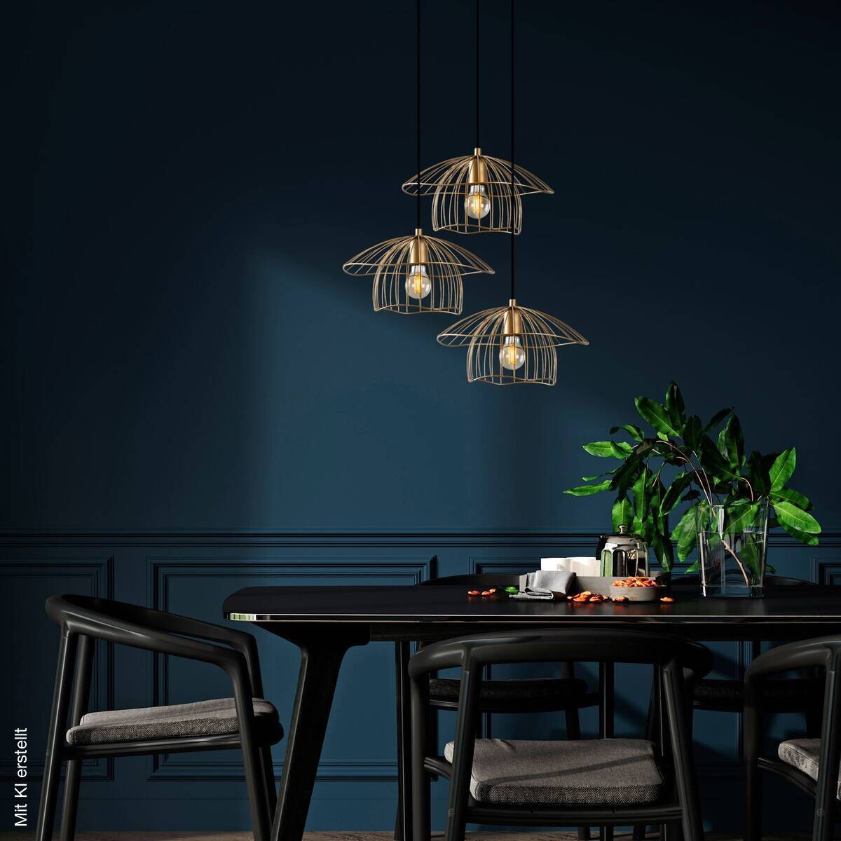 Opviq Pendelleuchte Mantar gold B/H/T/L/D: ca. 68x110x68x68x68 cm E27 3 Brennstellen