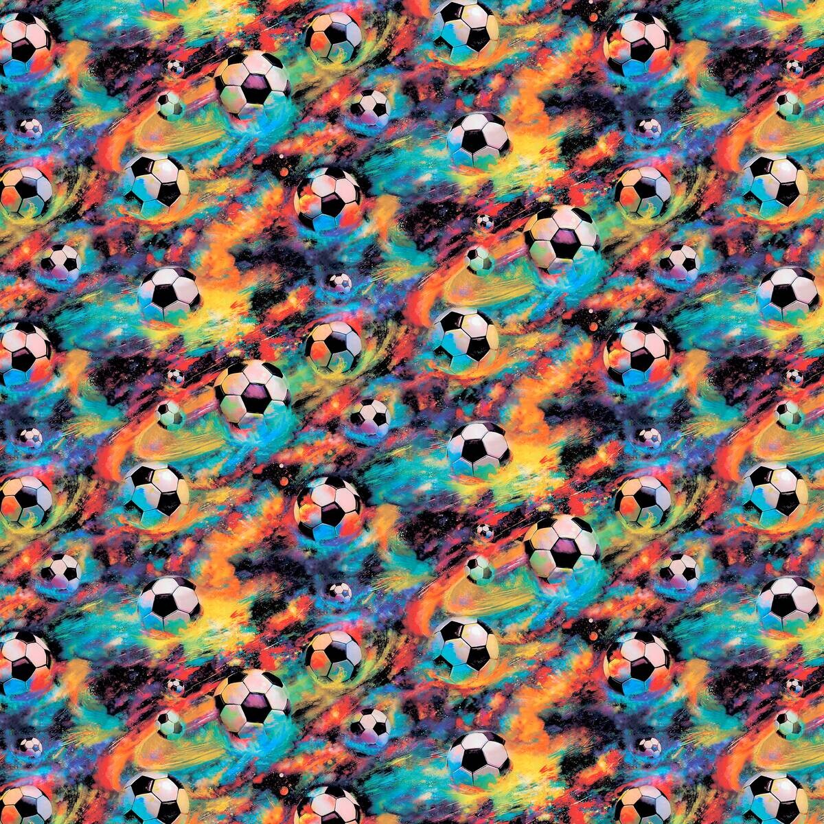 Papiertapete Fussball bunt B/L: ca. 53x1005 cm