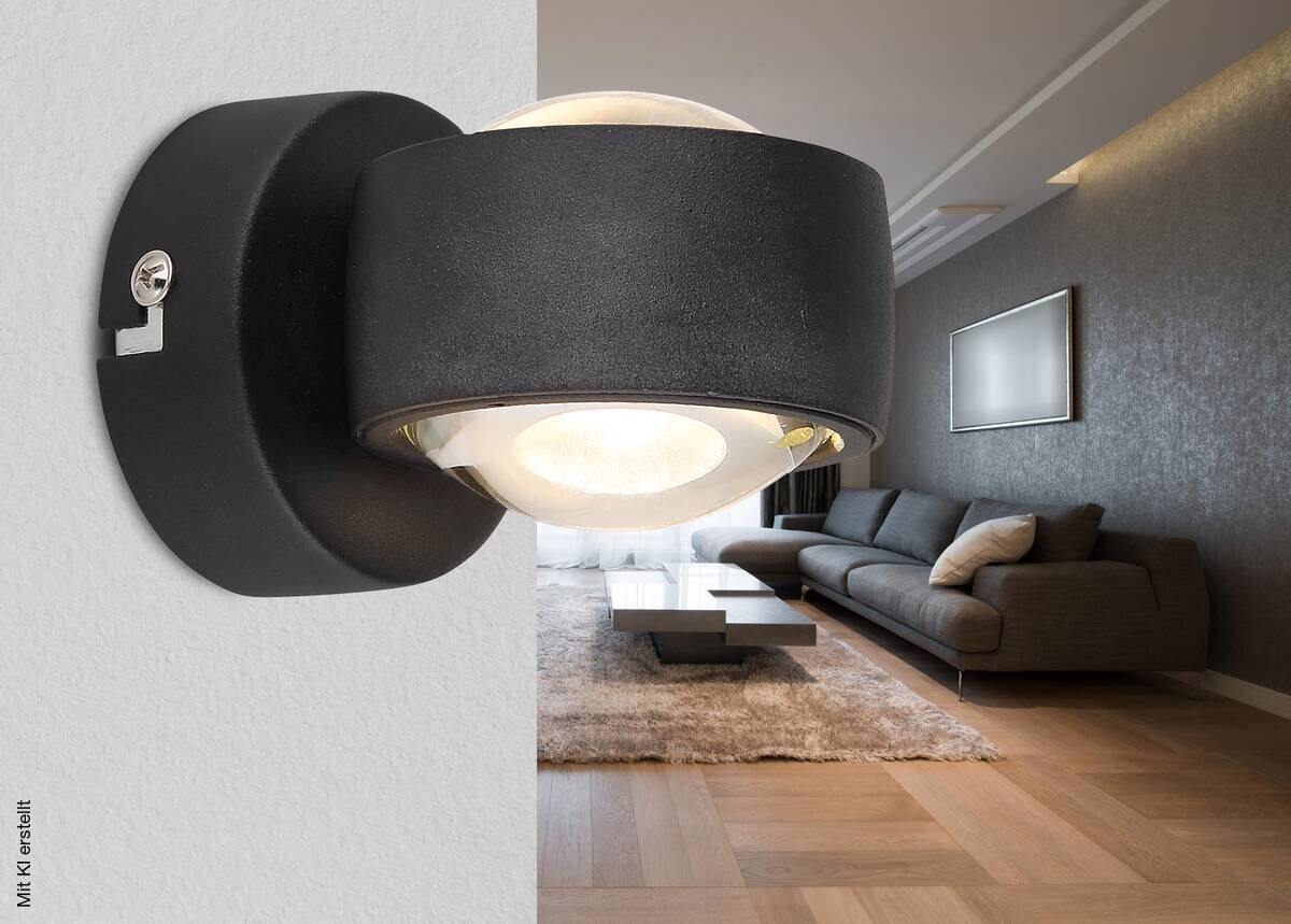 GLOBO LED-Wandleuchte schwarz Metall B/H: ca. 7,5x7 cm