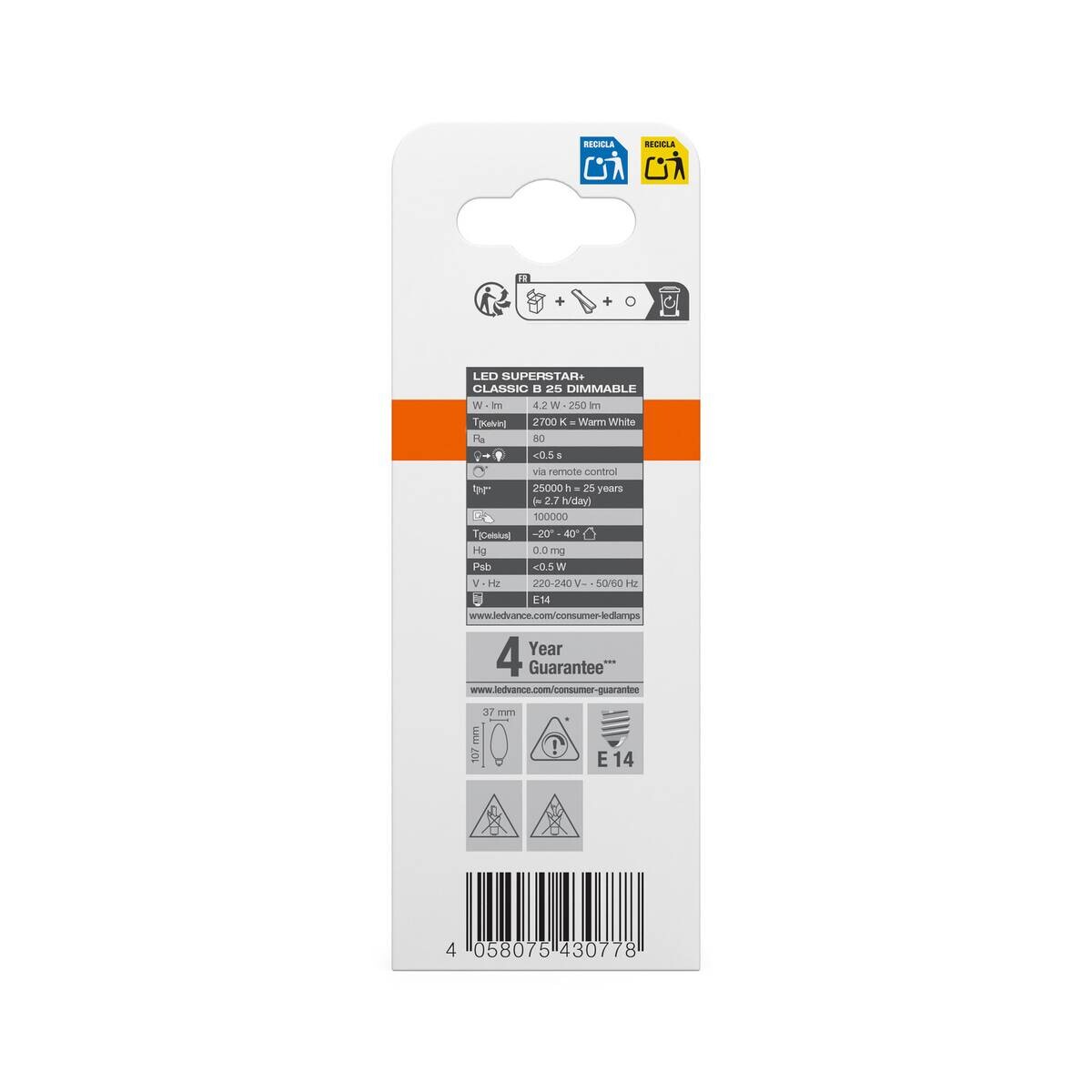 OSRAM LED-Leuchtmittel Kerze RGBW mit Fernbedienung AC45046 E14
