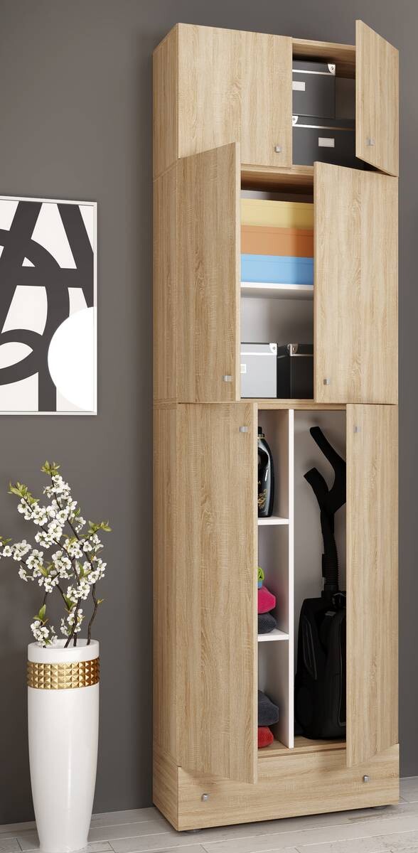 Putzschrank Lona Eiche Sonoma Nachbildung weiß B/H/T: ca. 70x240x39 cm