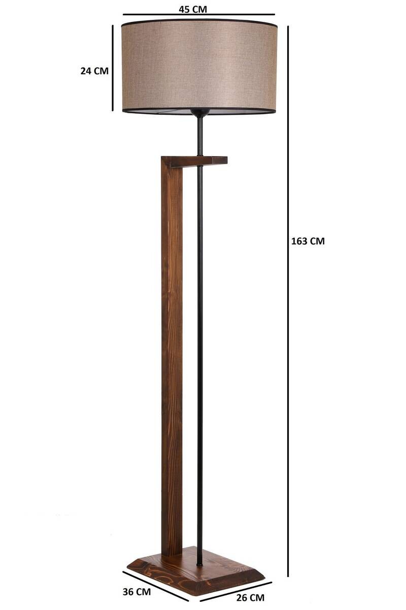 Stehleuchte nussbaum Metall Holz B/H/L/D: ca. 45x163x45x45 cm E27 1 Brennstellen