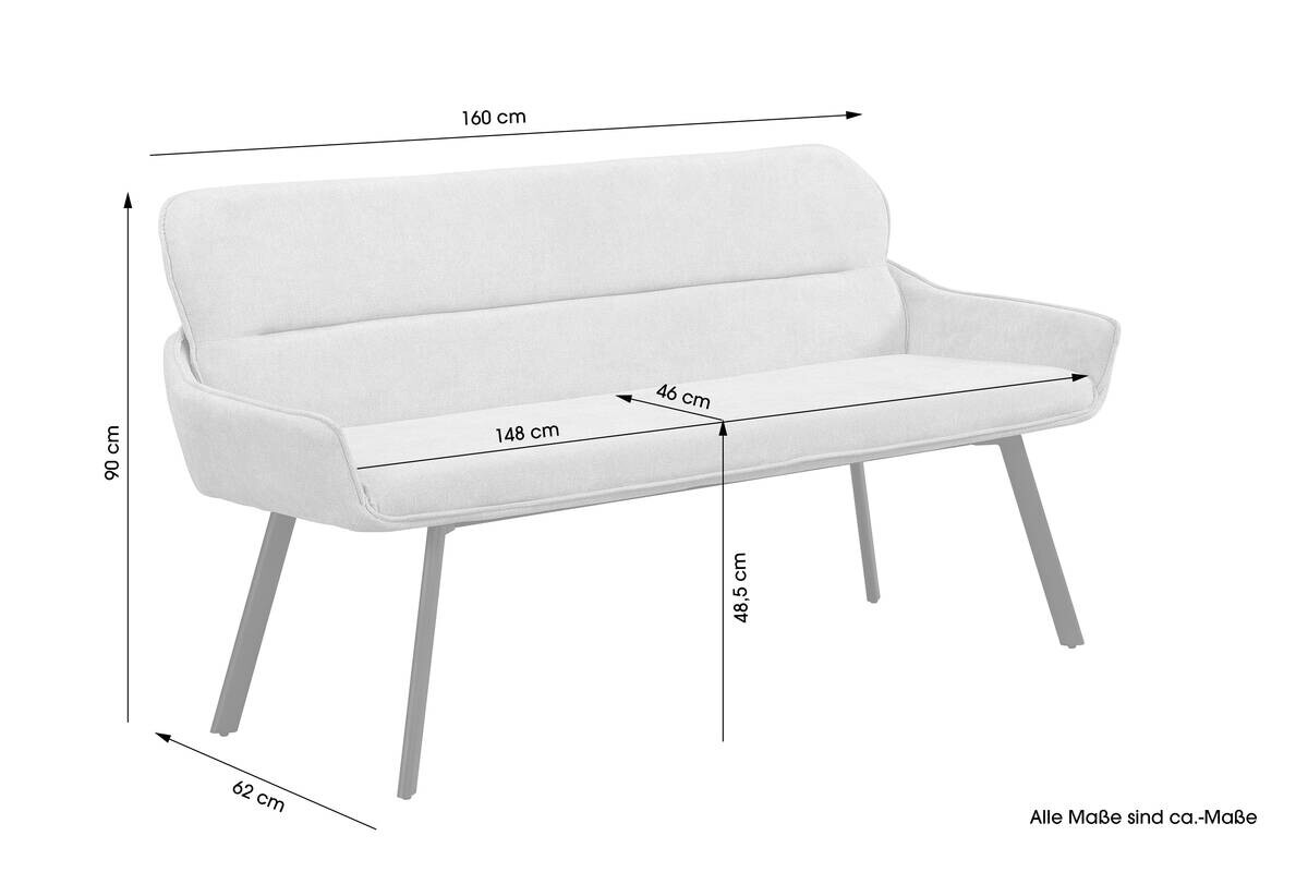 Sitzbank RICO schwarz taupe Metall Stoff B/H/T: ca. 160x90x62 cm