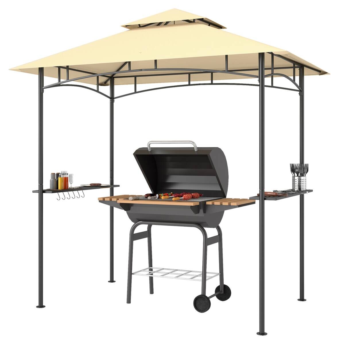 Outsunny Grillpavillon beige Metall B/H/L: ca. 150x258x240 cm