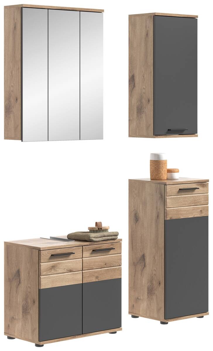 Badezimmer-Set MASON Nox Oak Nachbildung edles Basaltgrau Nachbildung B/H/T: ca. 112x190x34 cm