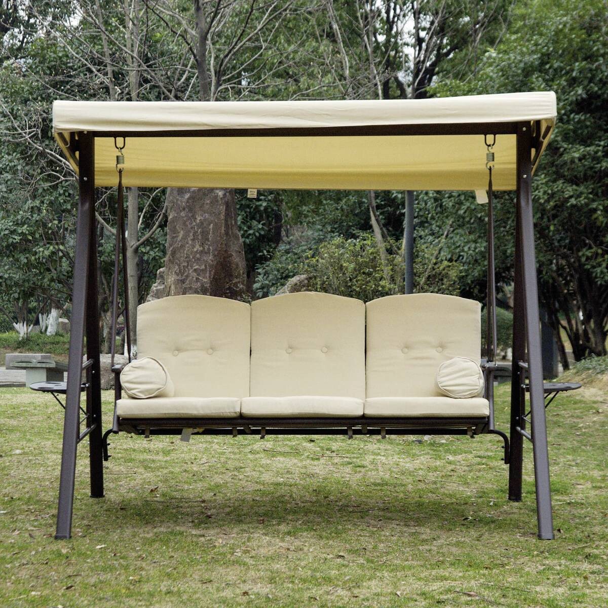 Outsunny Hollywoodschaukel beige Metall B/H/L: ca. 206x180x124,5 cm
