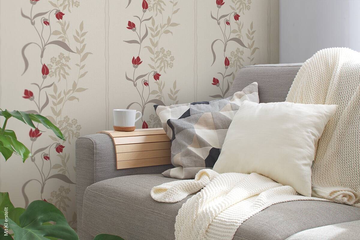 Livingwalls Vliestapete Best of Vlies Floral creme B/L: ca. 53x1005 cm