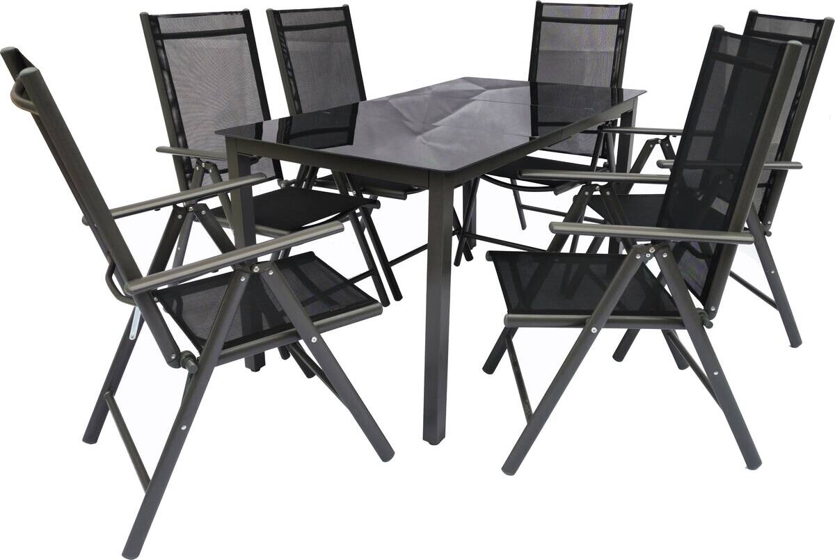 VCM Gartensitzgruppe anthrazit Stahl B/H/L: ca. 140x76x80 cm