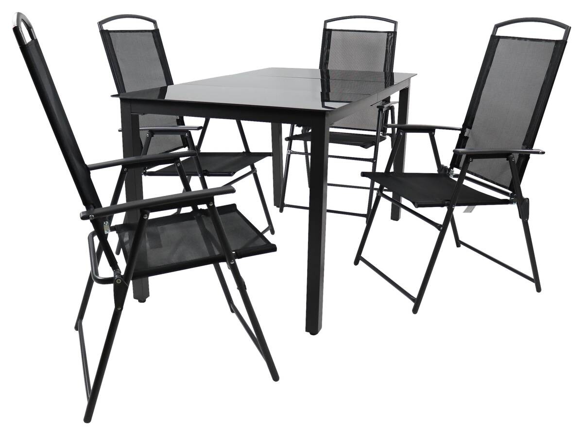 VCM Gartensitzgruppe anthrazit Stahl B/H/T: ca. 140x76x80 cm