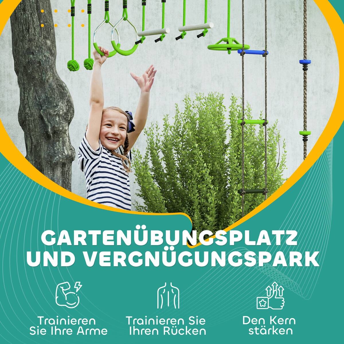 AIYAPLAY Kinder-Kletterseil-Set grün B/H/L: ca. 5x1x1000 cm