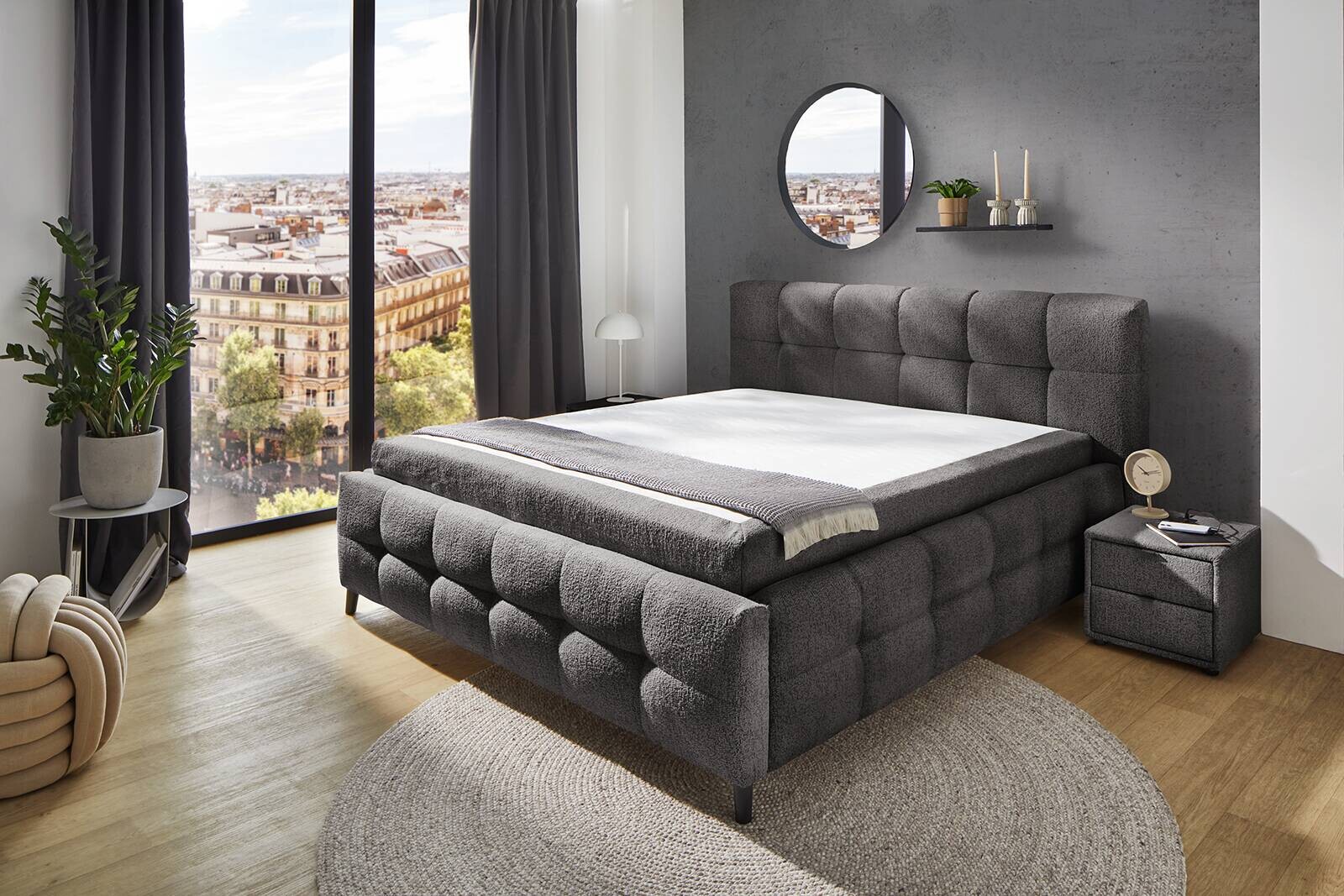 Polsterbett grau Liegefläche B/L: ca. 180x200 cm