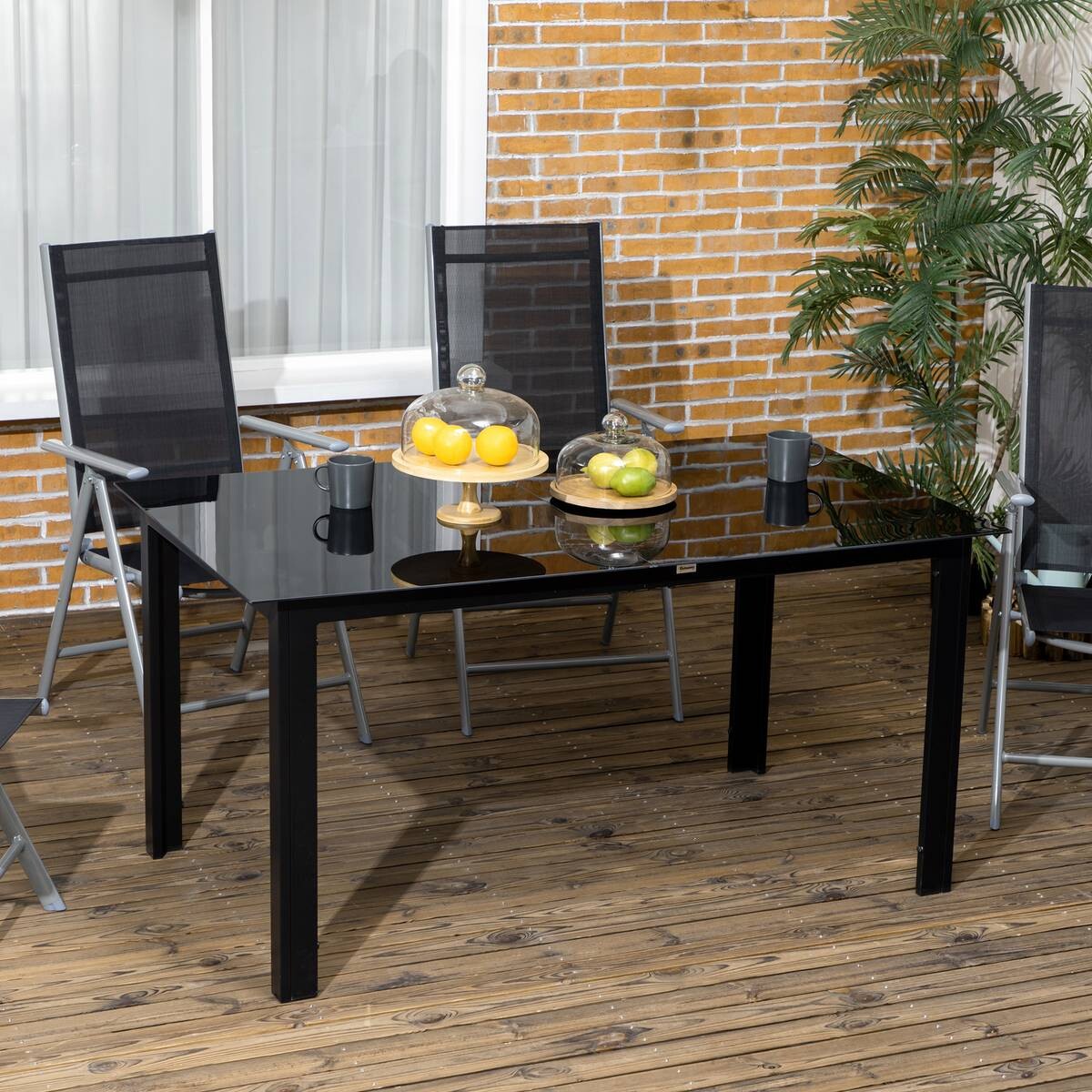Outsunny Gartentisch schwarz Aluminium B/H/L: ca. 90x74x150 cm