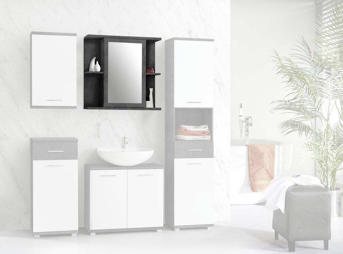 Spiegelschrank Beton dunkel Optik B/H/T: ca. 69,8x68,8x23,2 cm