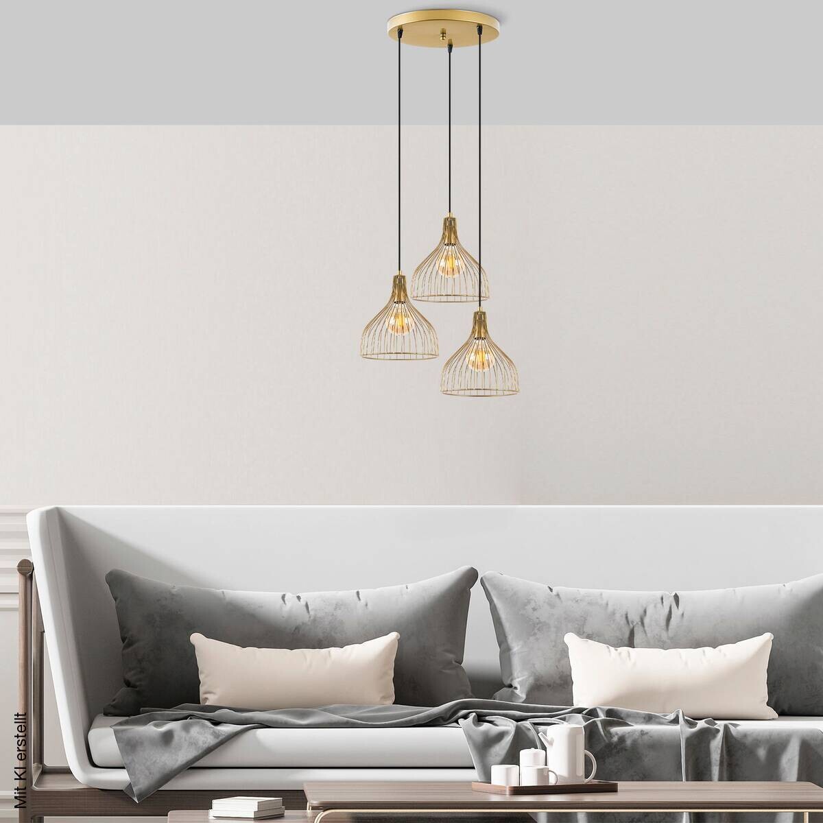Opviq Pendelleuchte Cafu gold B/H/L: ca. 49x121x49 cm E27 1 Brennstellen