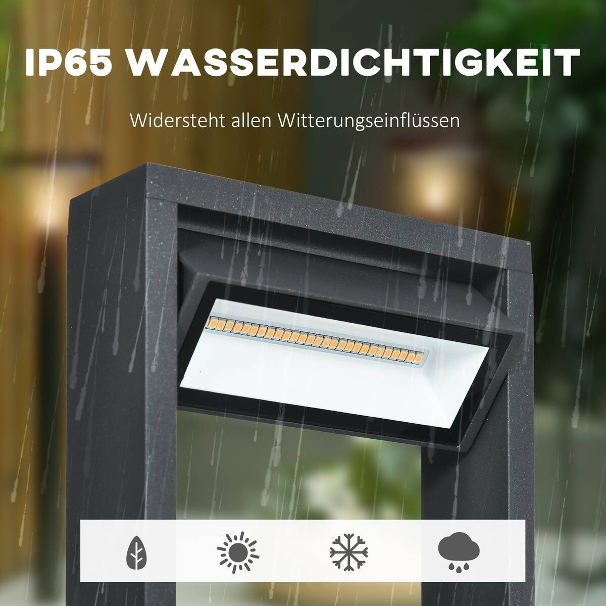 Gartenlampe mit LED dunkelgrau Aluminium Glas Gummi B/H/L: ca. 5x90x16 cm