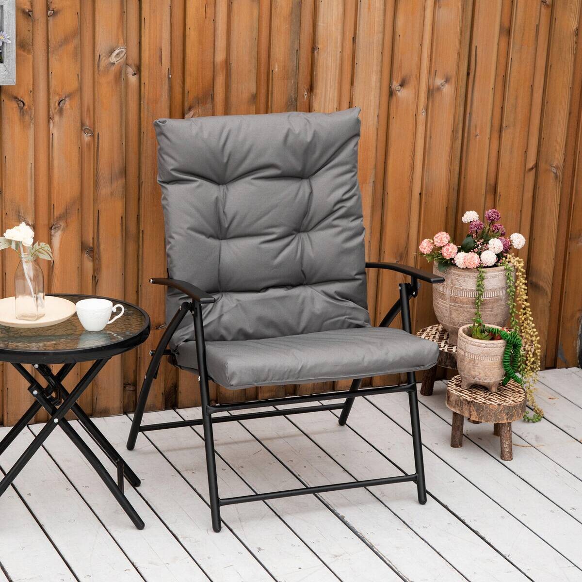 Outsunny Campingstuhl grau Metall B/H/L: ca. 65x94x65 cm