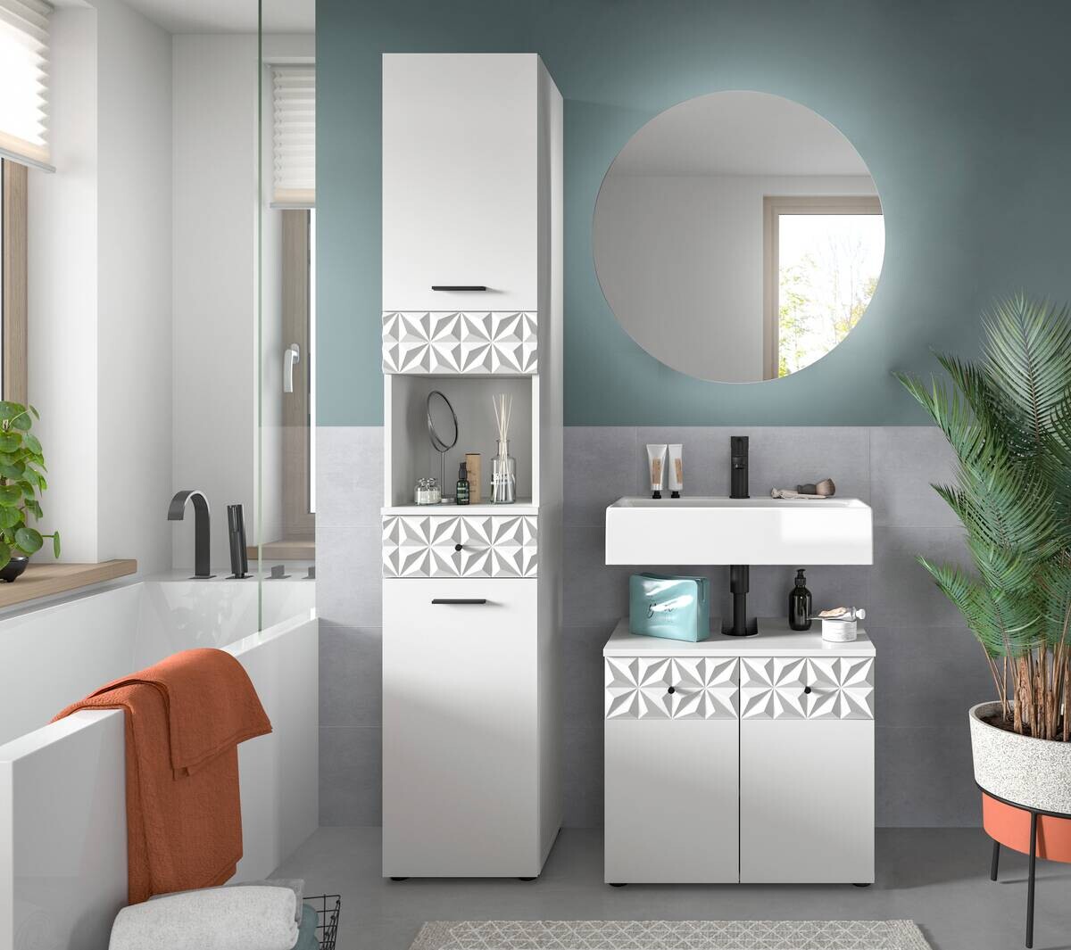 Badezimmer-Set Prisma weiß B/H/T: ca. 110x187x37 cm