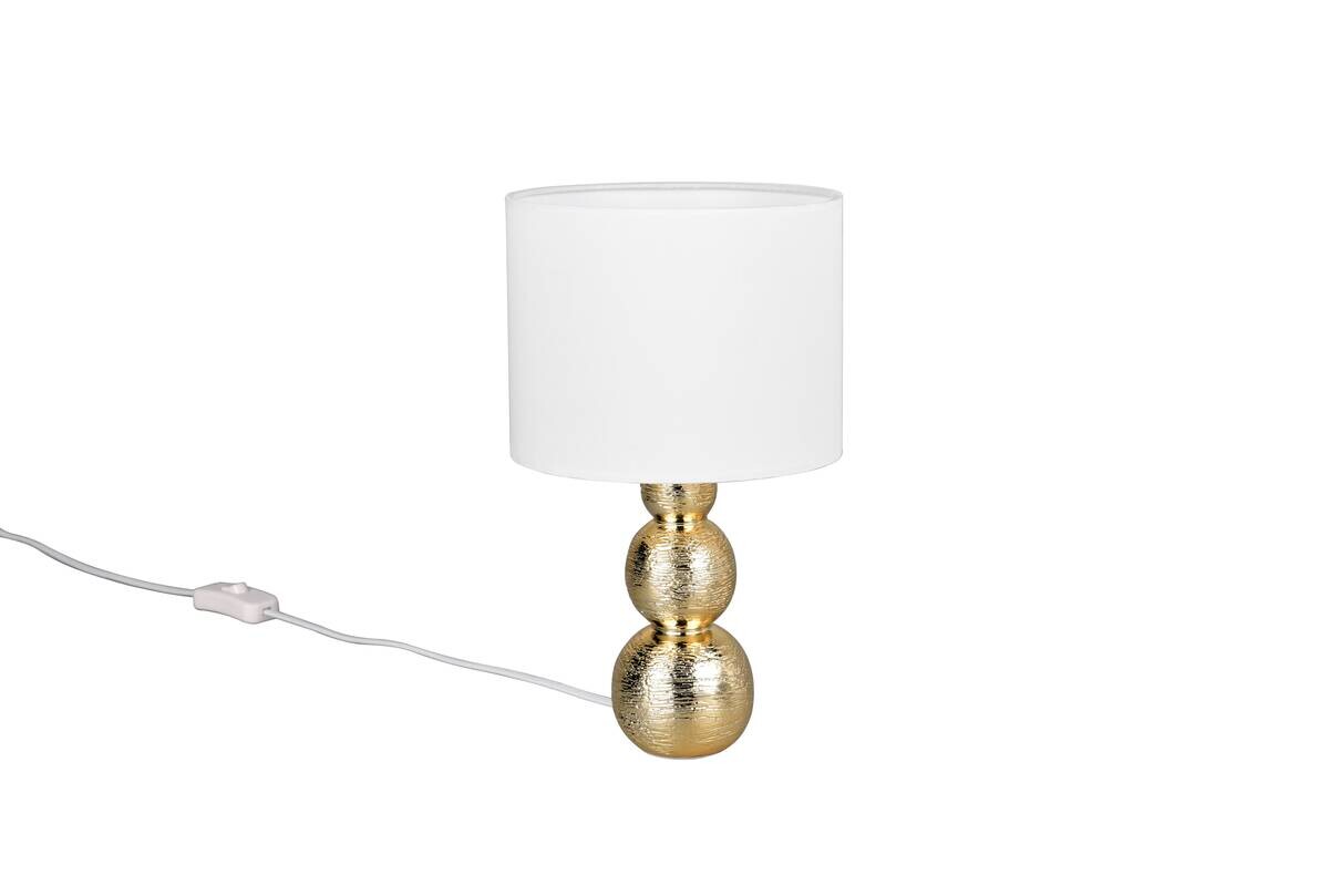 Reality Tischleuchte Lova gold weiß Textil Keramik H/D: ca. 29x17 cm E27 1 Brennstellen