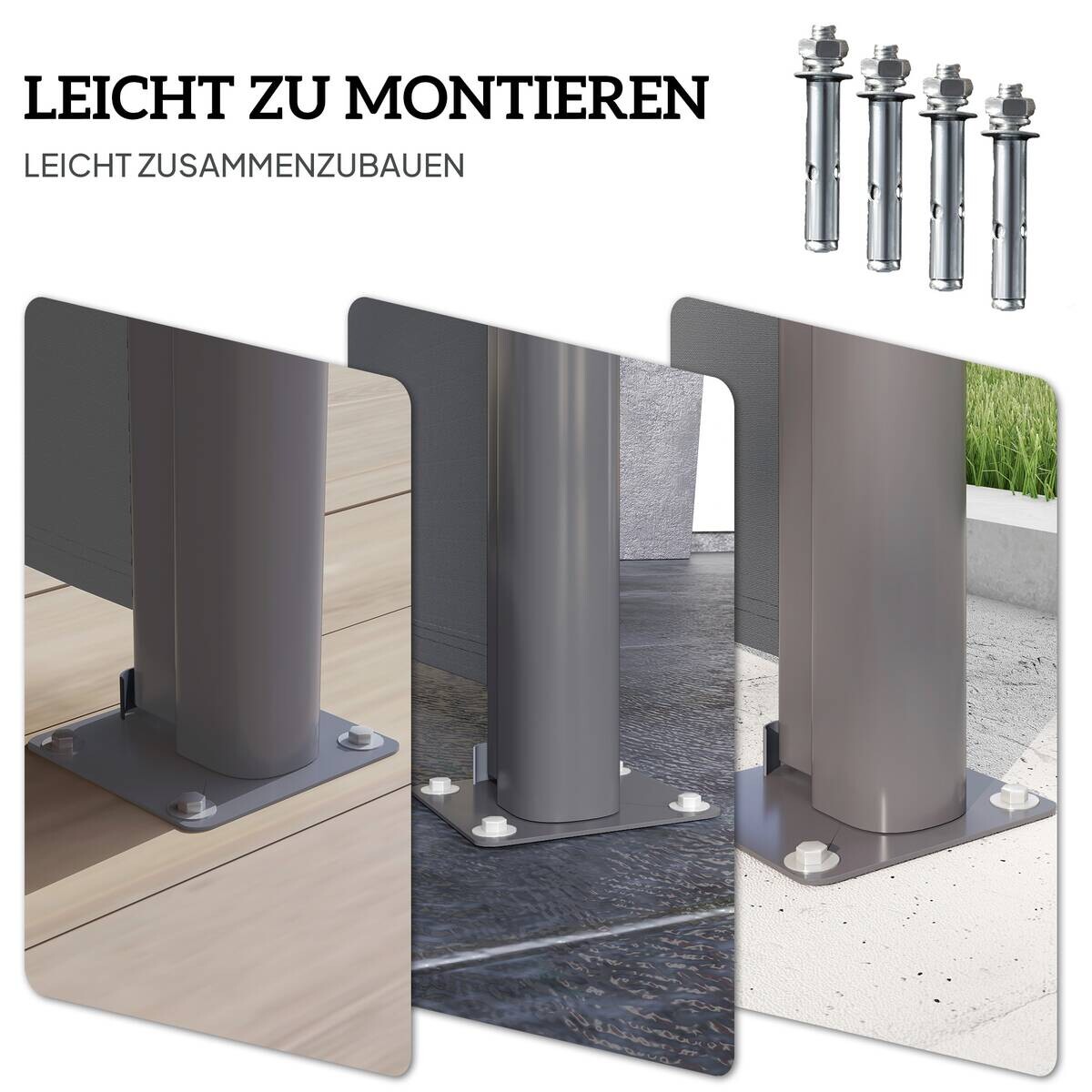 Outsunny Seitenmarkise dunkelgrau Polyester B/H/L: ca. 1x140x300 cm