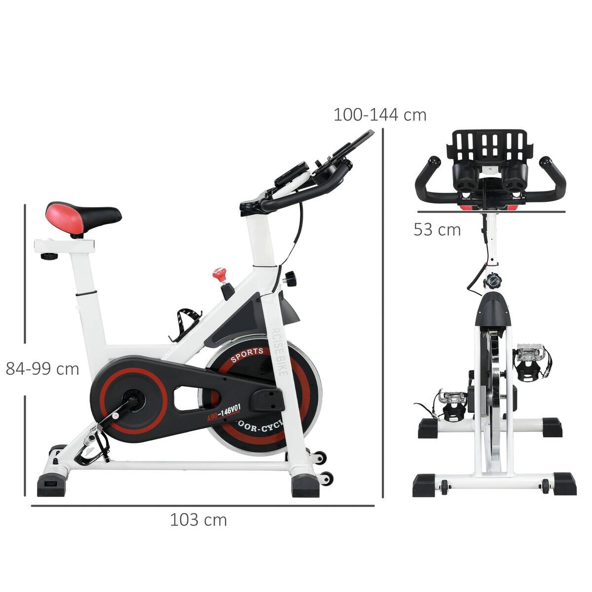 HOMCOM Ergometer schwarz Stahl B/H/L: ca. 53x114x103 cm