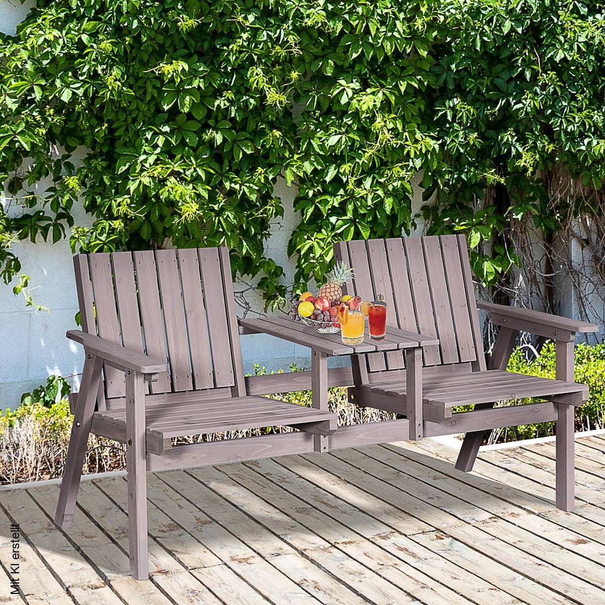 Outsunny Gartenbank grau Holz B/H/T/L: ca. 70x83x70x152 cm