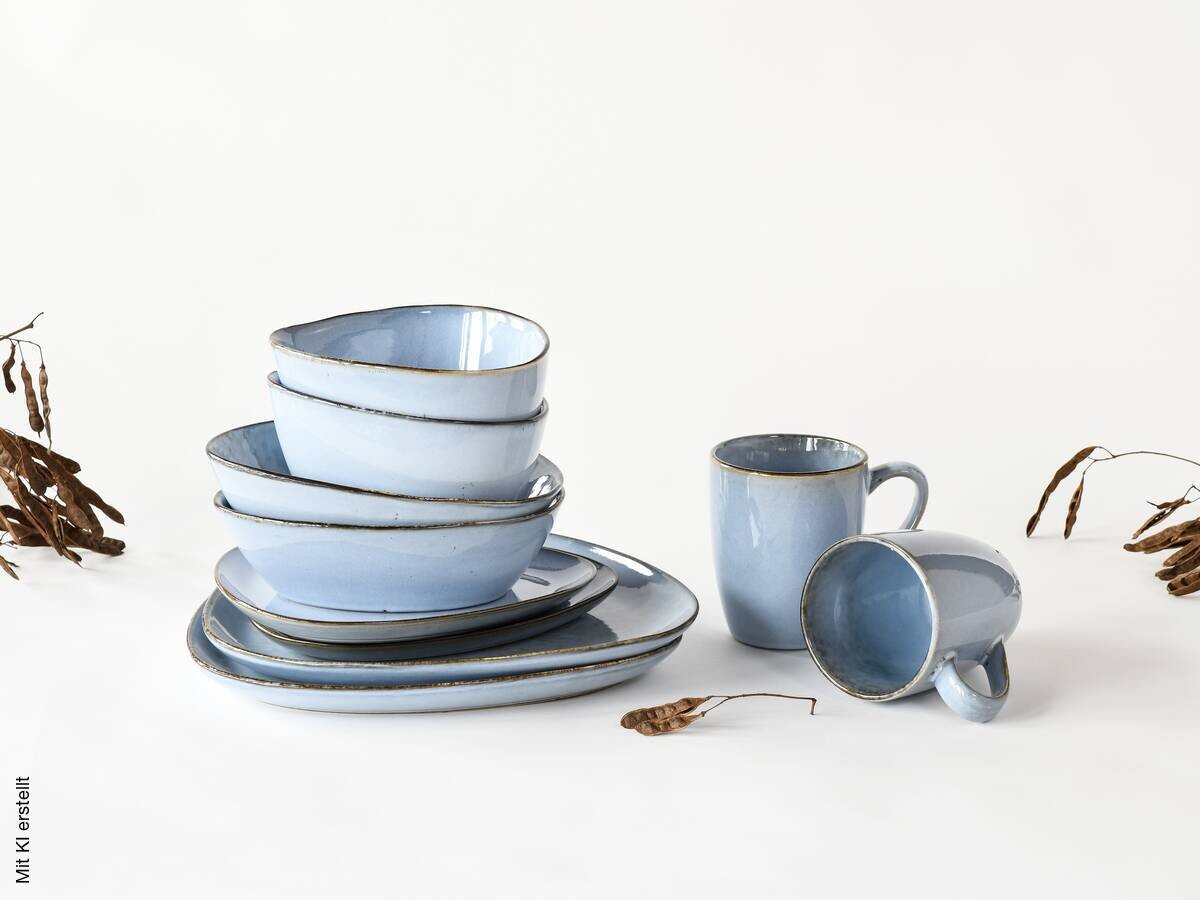 CreaTable Kombiservice Cloudy Skyblue blau Steinzeug 10 tlg.