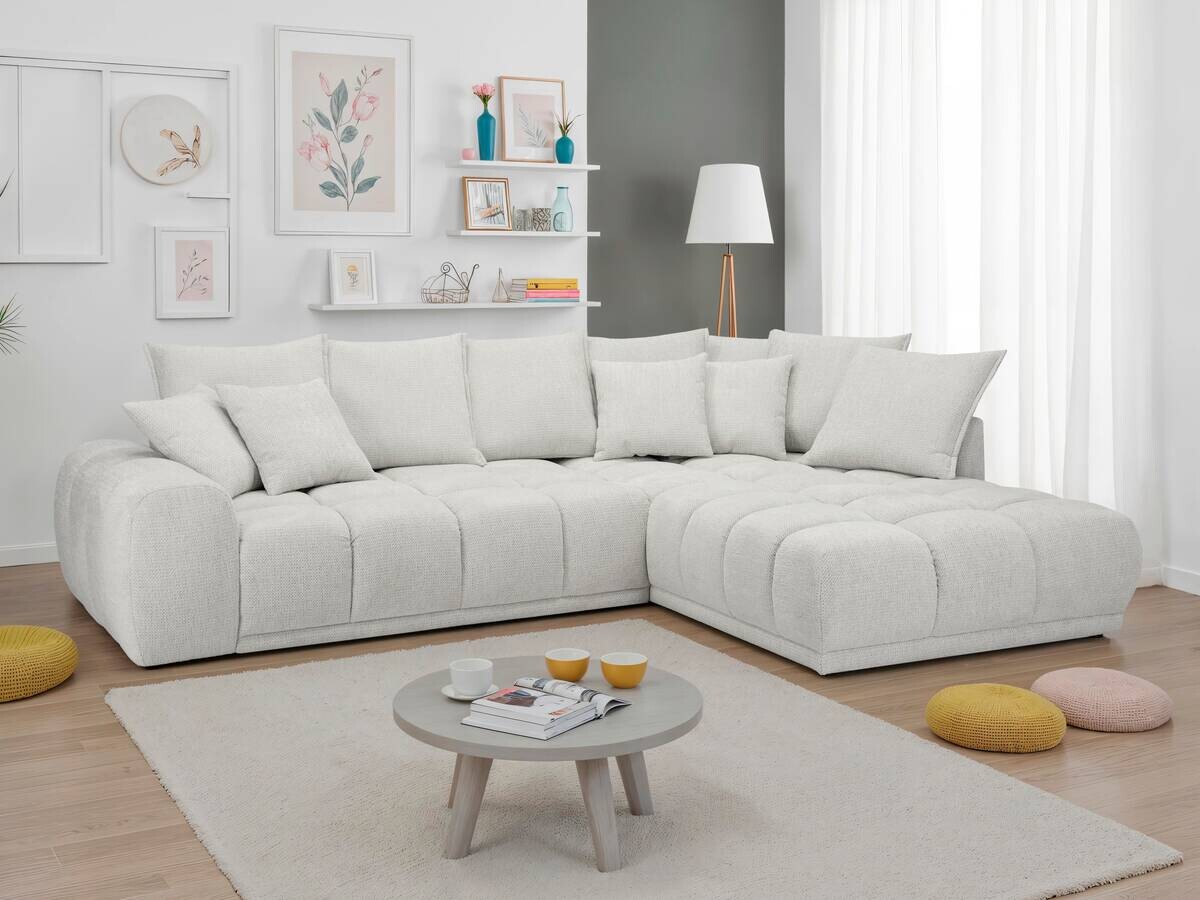 Ecksofa elfenbein Microfaser B/H/T: ca. 312x97x229 cm