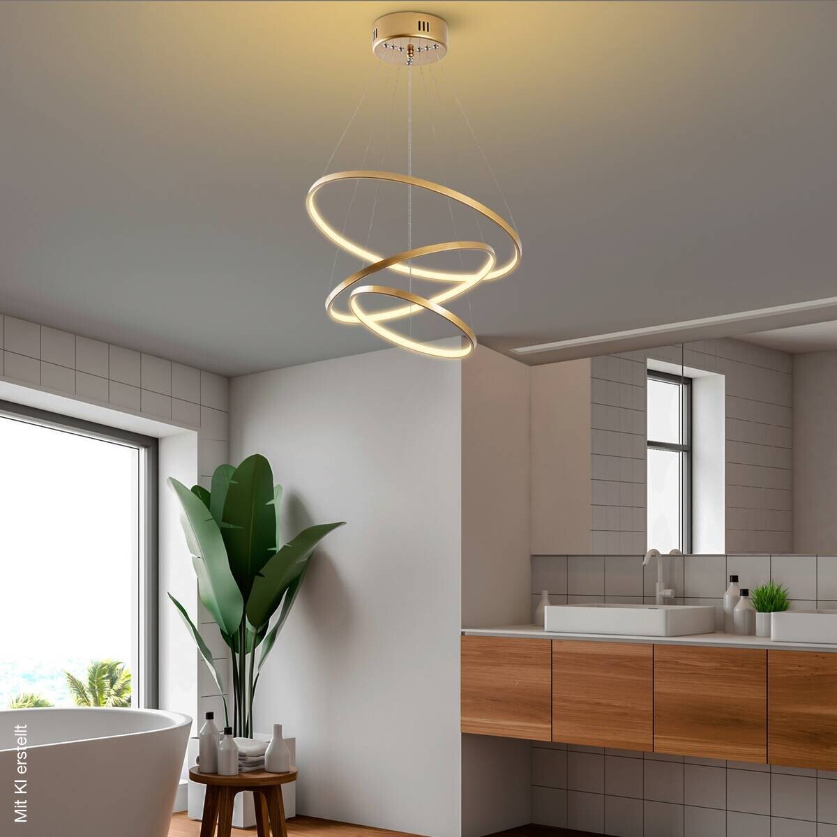 Opviq LED-Pendelleuchte gold B/H/T: ca. 50x80x50 cm