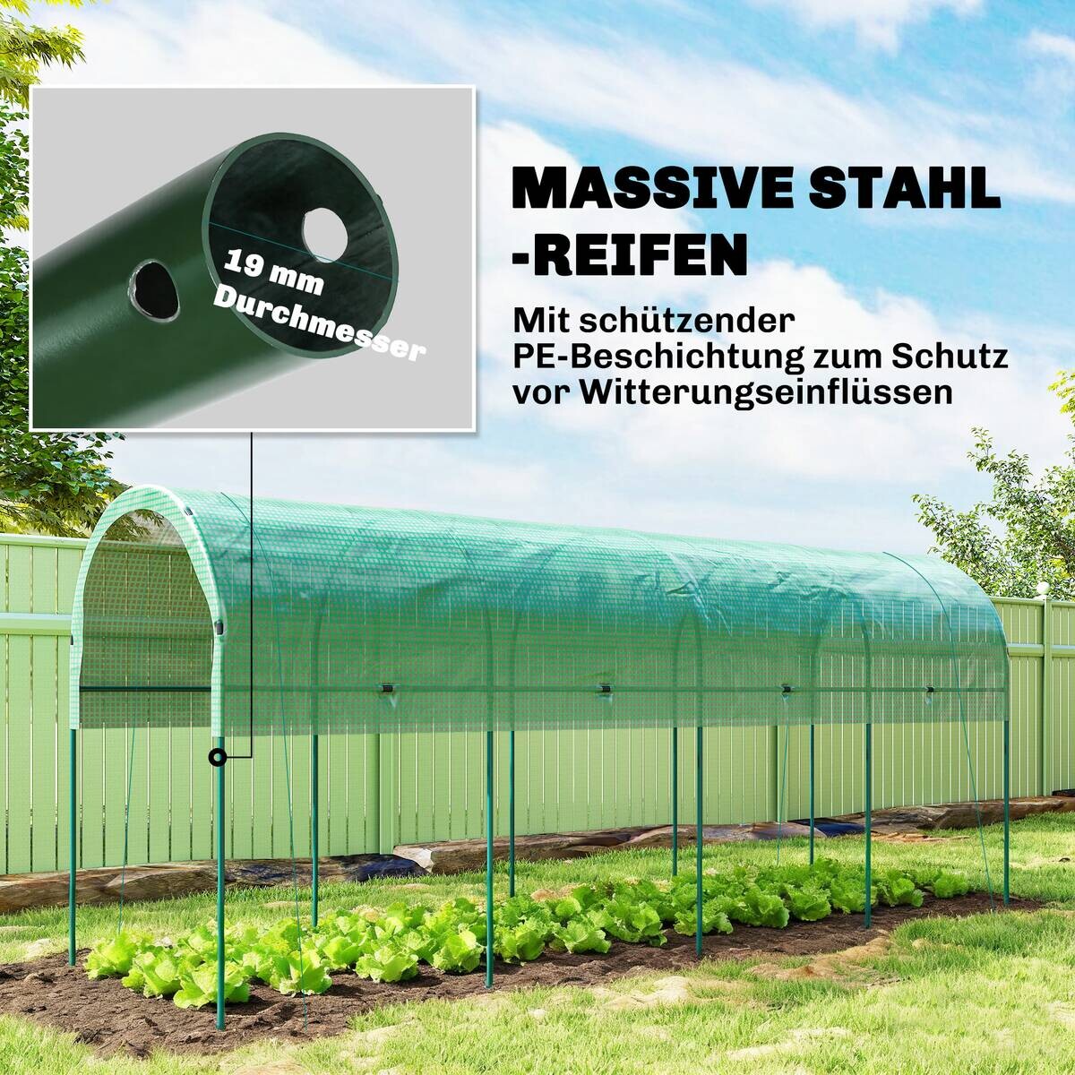 Outsunny Gewächshaus B/H/T/L: ca. 120x170x120x400 cm grün