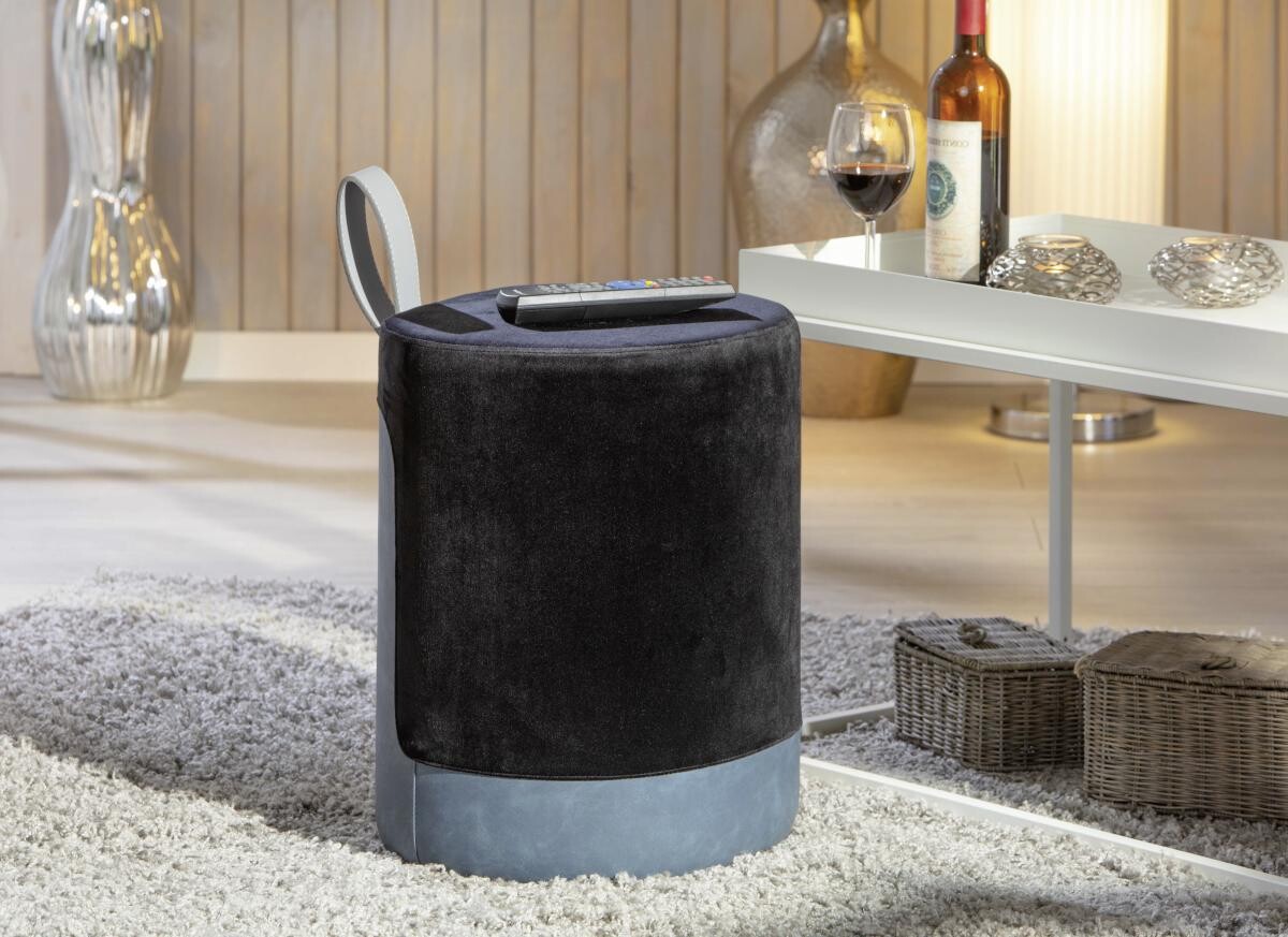 Inter Link Hocker Osame schwarz blau MDF Samtoptik B/H/T: ca. 38x43x33 cm