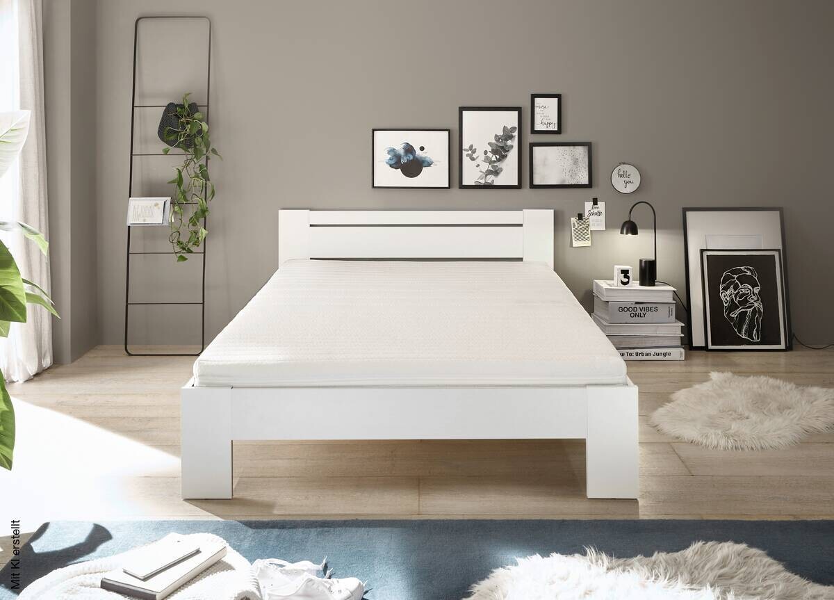 Futonbett Cannes weiß Liegefläche B/L: ca. 140x200 cm