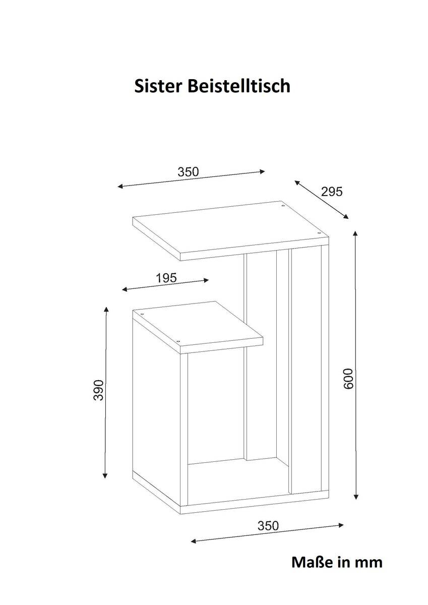 Beistelltisch Sister dunkelgrau Holz Optik Spanplatte B/H/T: ca. 35x60x29,5 cm