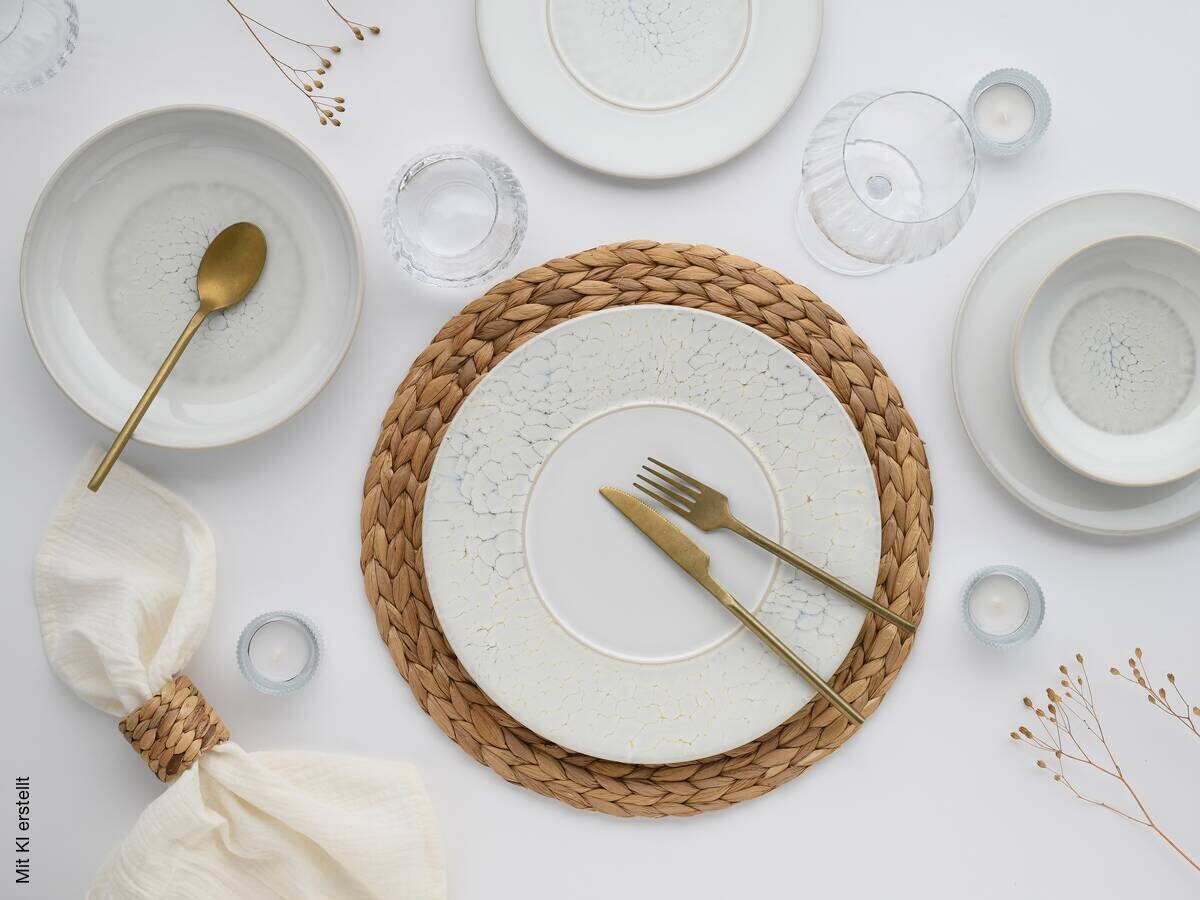 CreaTable Tafelservice Unico Toscania offwhite Steinzeug 8 tlg.
