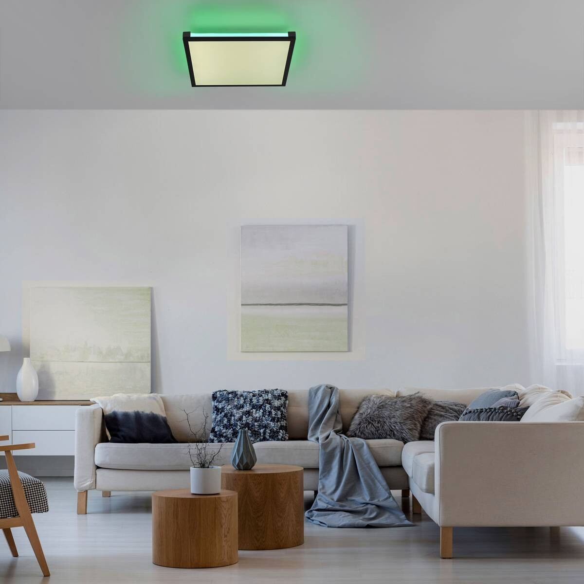 Just Light LED-Deckenleuchte MARIO 11621-18 schwarz weiß Kunststoff Metall B/H/T: ca. 45x7,1x45 cm 2 Brennstellen