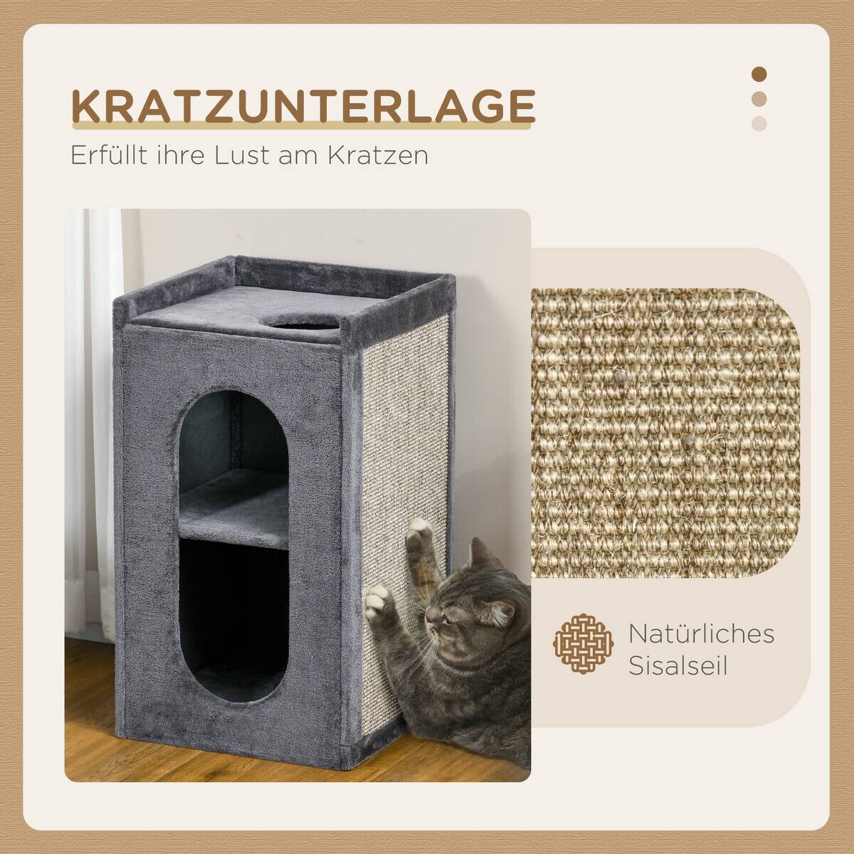PawHut Tier-Zubehör grau Spanplatte B/H/L: ca. 45x45x81 cm