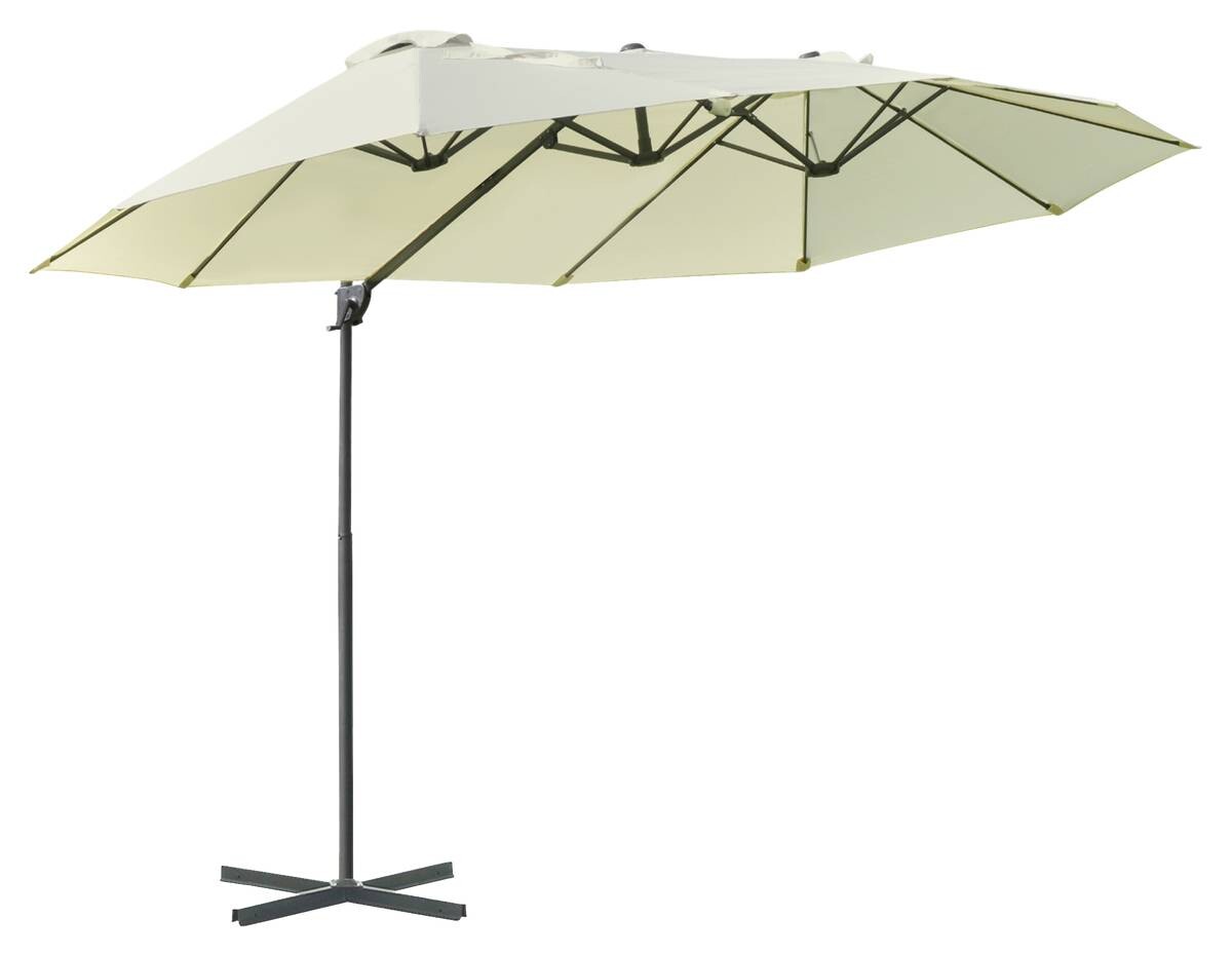 Outsunny Doppelschirm mit Kurbel cremeweiß Metall B/H/L: ca. 440x250x270 cm