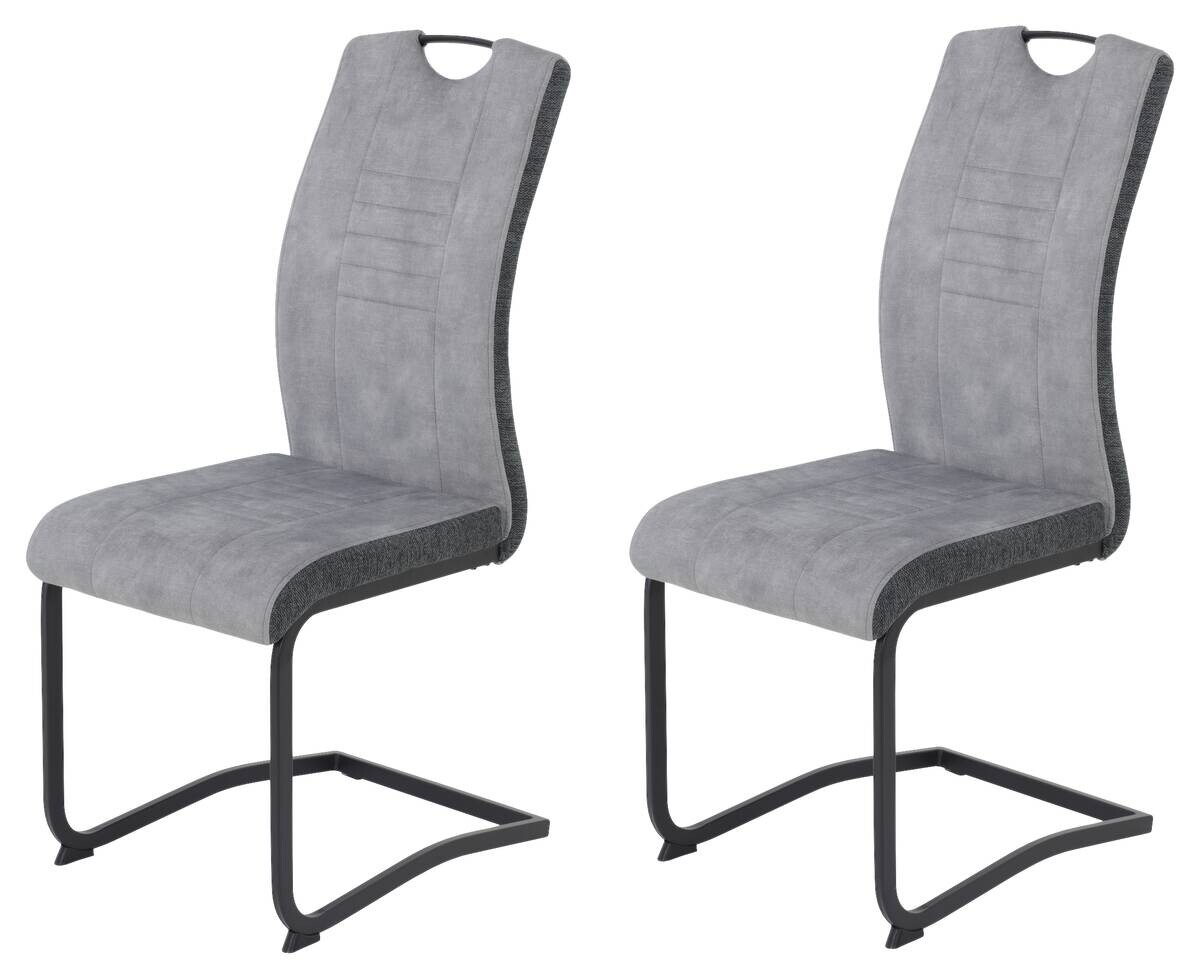 Schwingstuhl Riga, 2er-Set hellgrau Webstoff B/H/T: ca. 44x100x60 cm