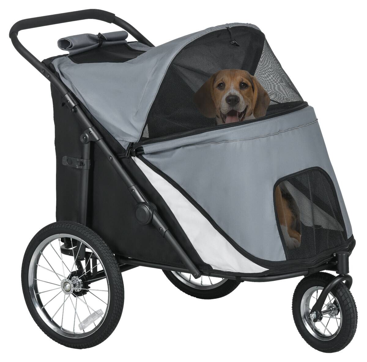 PawHut Hundebuggy grau Polyester-Mischgewebe B/H/L: ca. 70x97,5x111 cm