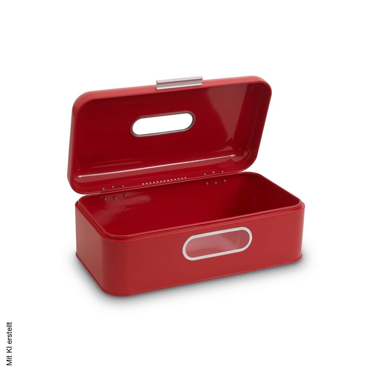 ECHTWERK Brotkasten Retro rot Metall B/H/L: ca. 23,8x17x42,5 cm
