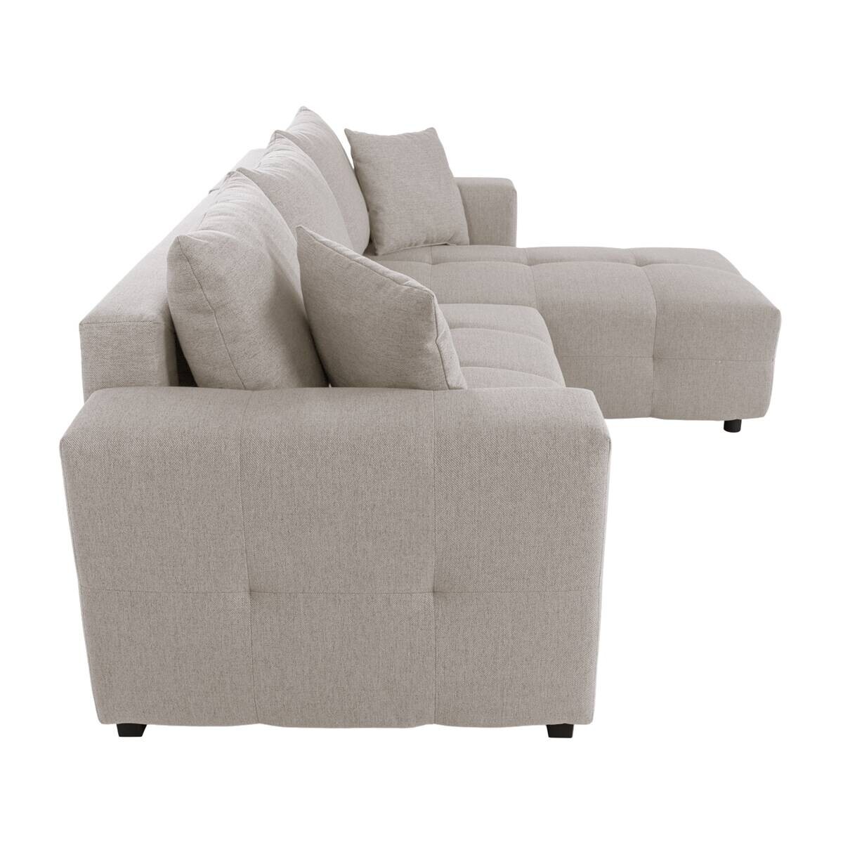 Ecksofa mit Bettfunktion und Bettkasten hellgrau Webstoff B/H/T: ca. 247x83x162 cm