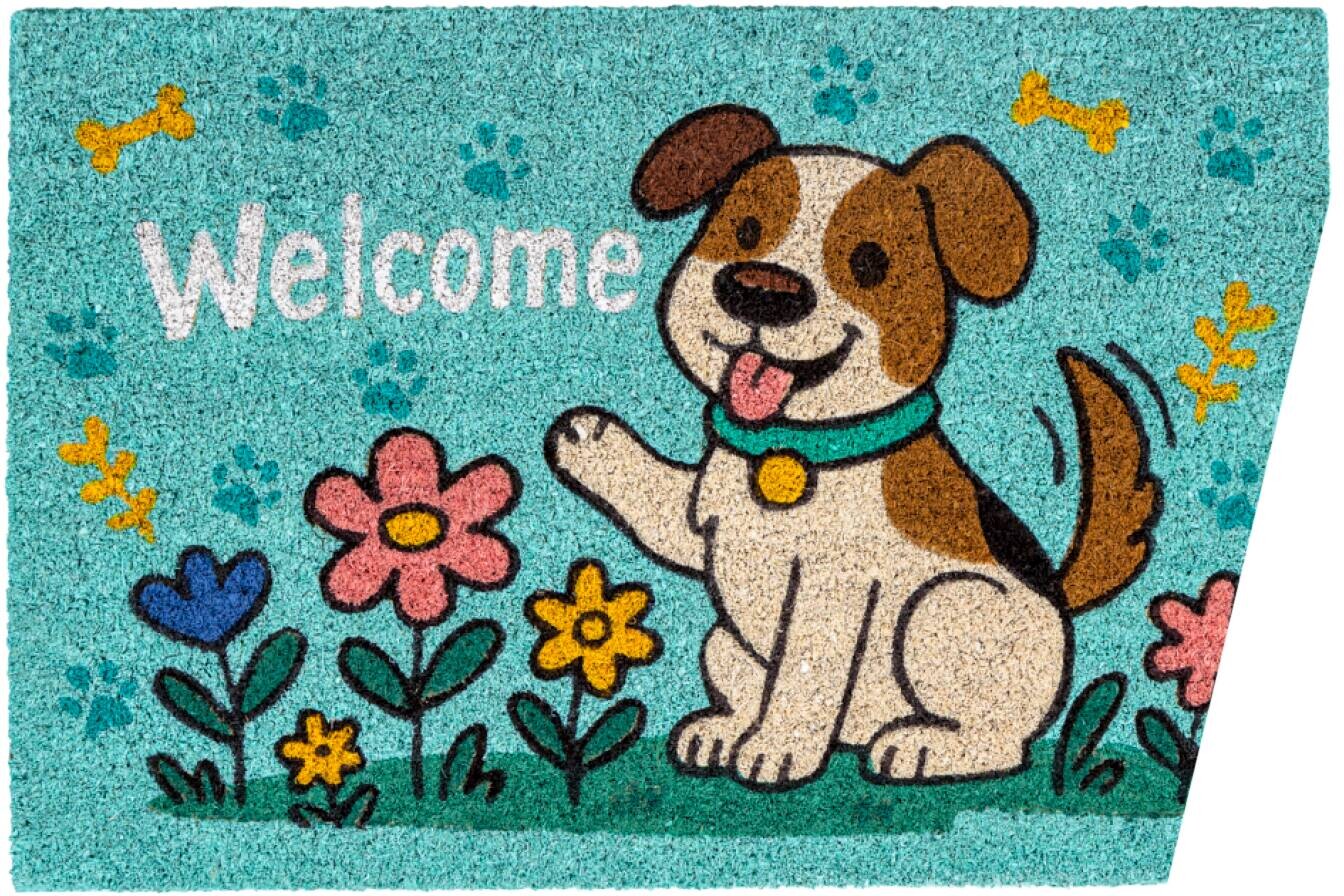 Fußmatte Kokos Dog blue Multi B/L: ca. 40x60 cm