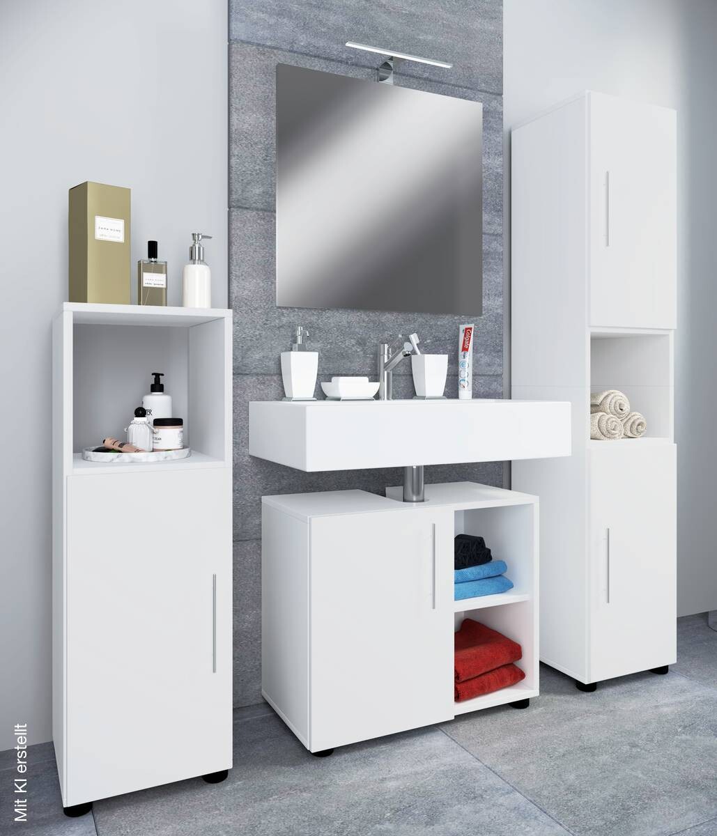 Badezimmer-Set 4tlg-Flandu weiß B/H/T: ca. 122x160x30 cm