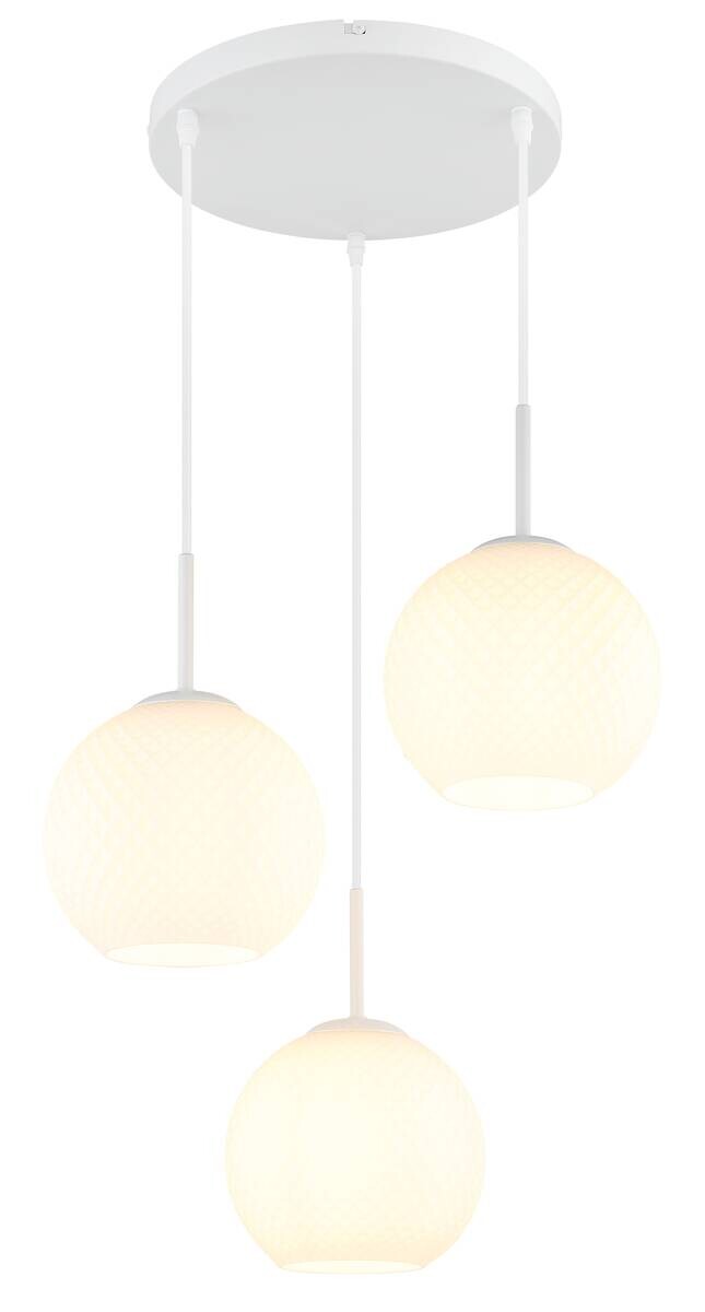 GLOBO Pendelleuchte Opal weiß Metall Glas H/D: ca. 120x46 cm E27 3 Brennstellen