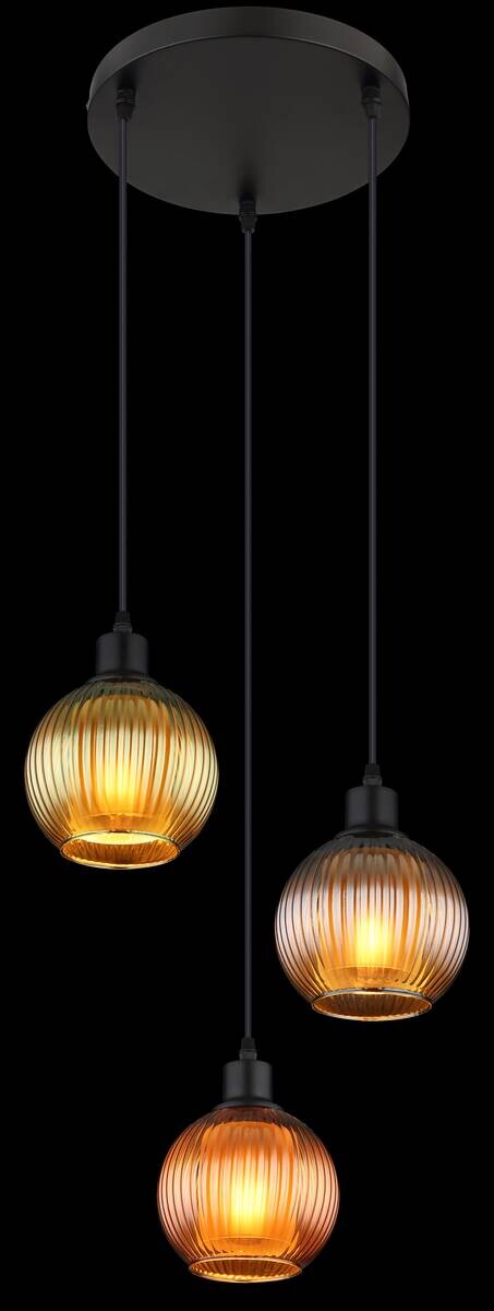 GLOBO Pendelleuchte Zumba Metall Glas E27 3 Brennstellen