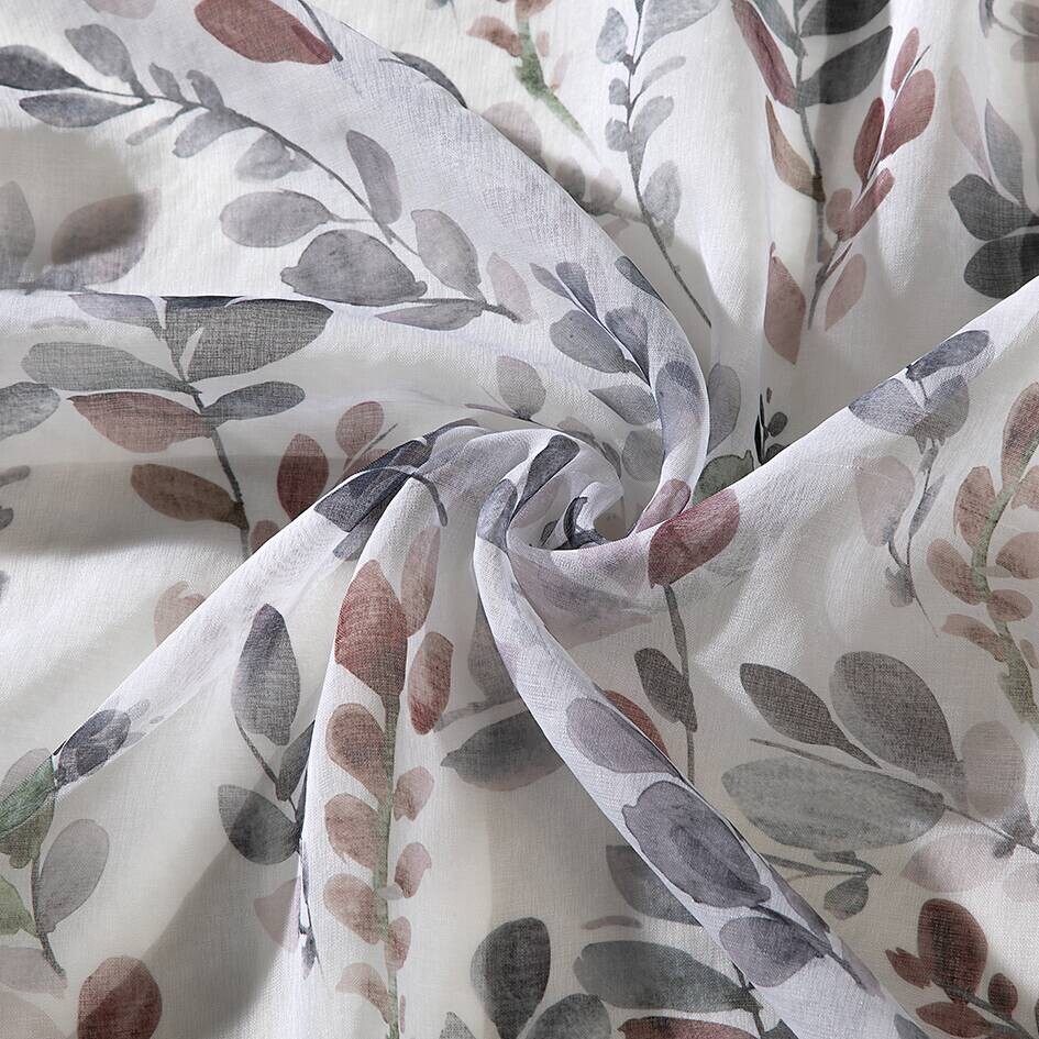 Ösenvorhang Blätterzweig grün terra 100% Polyester B/L: ca. 140x245 cm